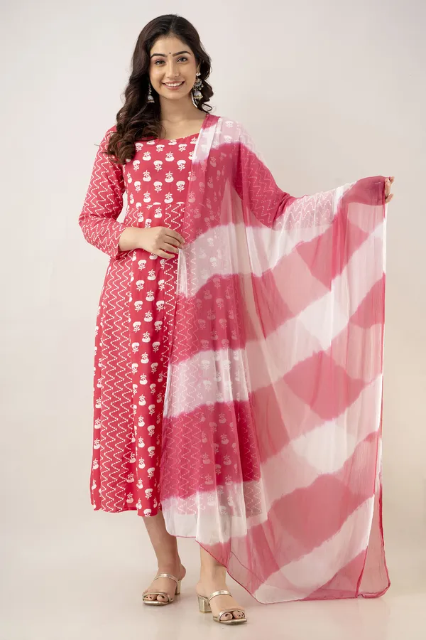 Women_Cotton_And_Rayon_Printed_Anarkali_Kurta_And_Dupatta_Set